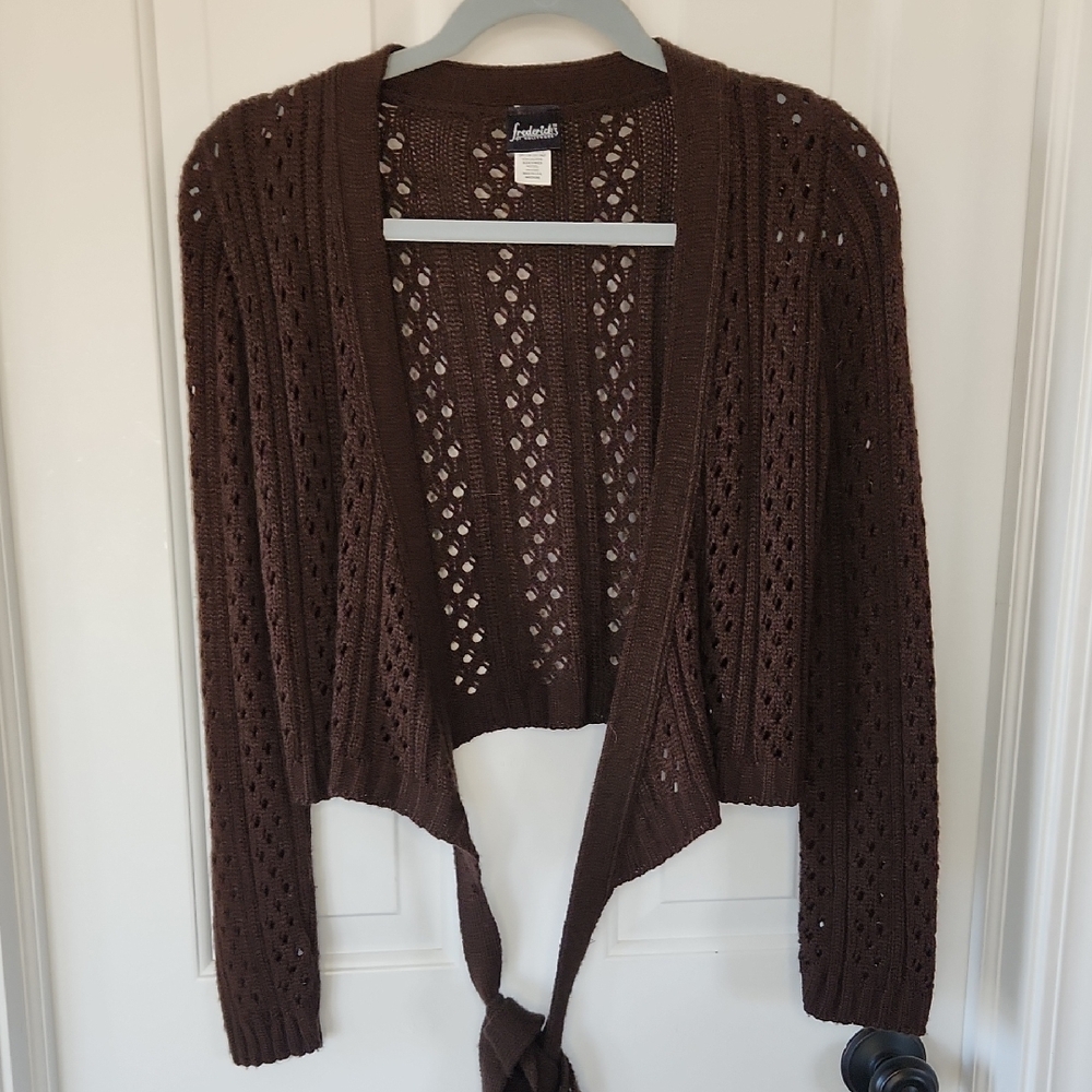 Brown Open-Knit Sweater